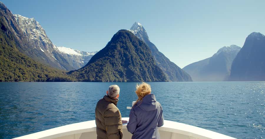 Milford Sound: Boutique Small-Boat Cruise - First views: Mitre Peak and Sinbad Gully before the big mist